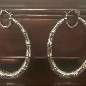 Silver Bamboo Hoop Earrings